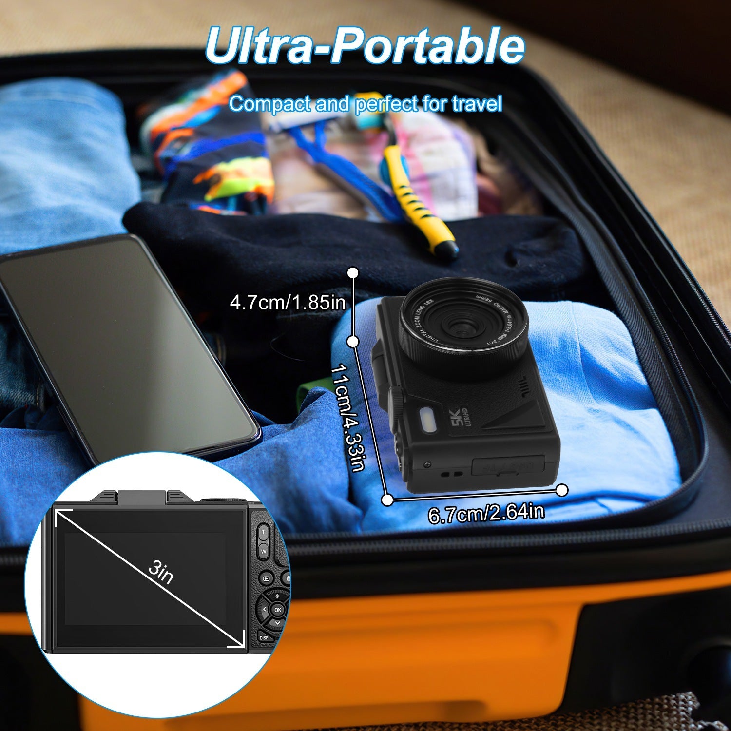 1Pc 5K 75MP Digital Camera For Photography