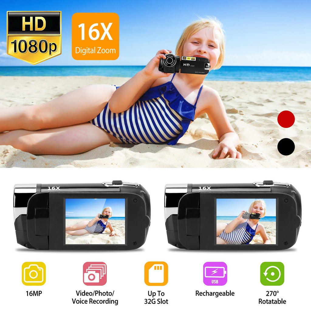 Black-Red Options - 1Pc HD 1080P Digital Video Camcorder
