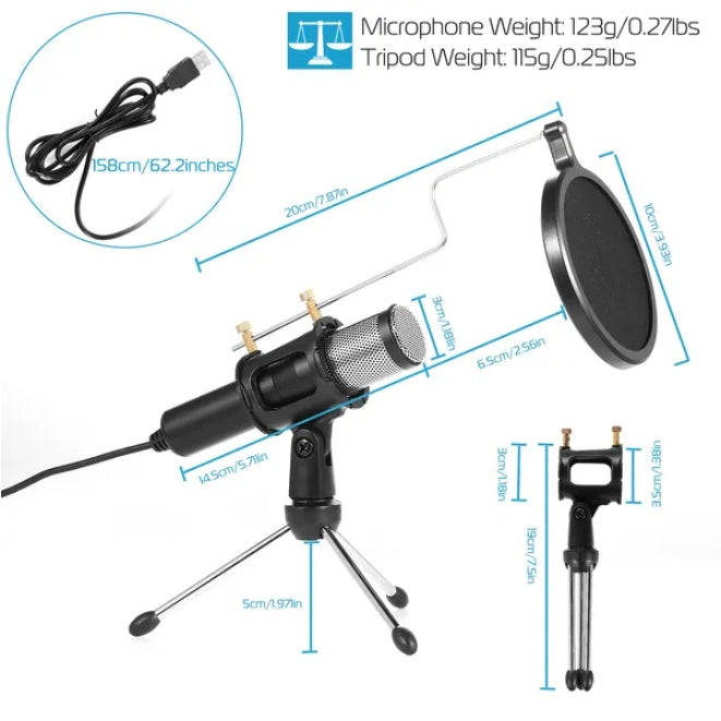 Professional Condenser Microphone With 180 Degree Tripod Popular Filter