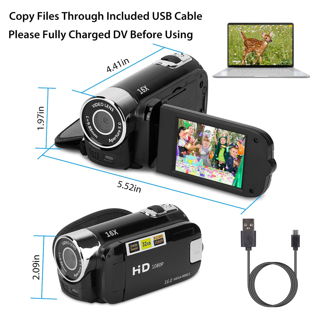 Black-Red Options - 1Pc HD 1080P Digital Video Camcorder