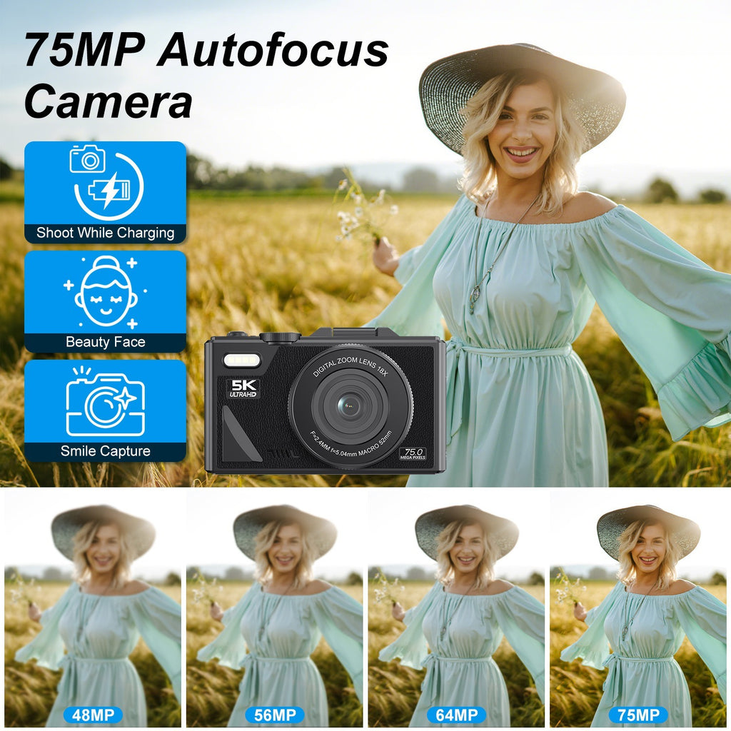 1Pc 5K 75MP Digital Camera For Photography