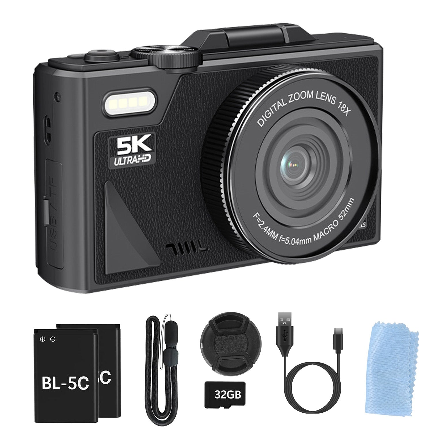 1Pc 5K 75MP Digital Camera For Photography