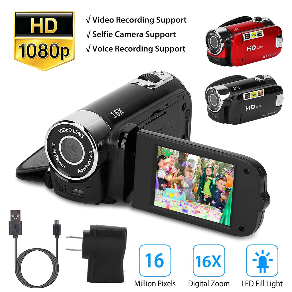 Black-Red Options - 1Pc HD 1080P Digital Video Camcorder